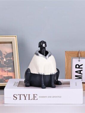 DOVDOV Funny Middle Finger Dog Statue – Black Novelty Home Decor